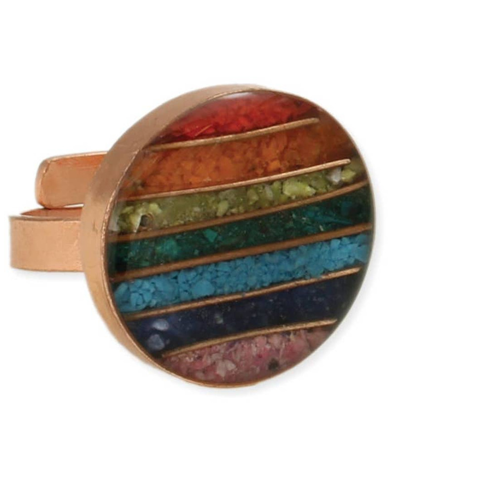 Perfect Balance Chakra Stone Chips Round Ring